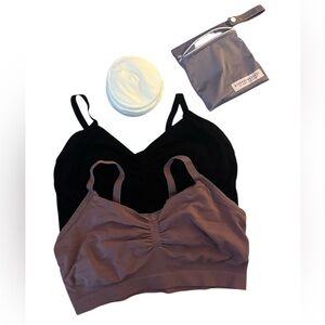 Kindred Bravely Black and mauve hands free pumping & nursing bras set of 2 Large